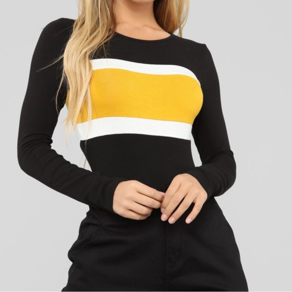 Black and Yellow Women's Long Sleeve Top